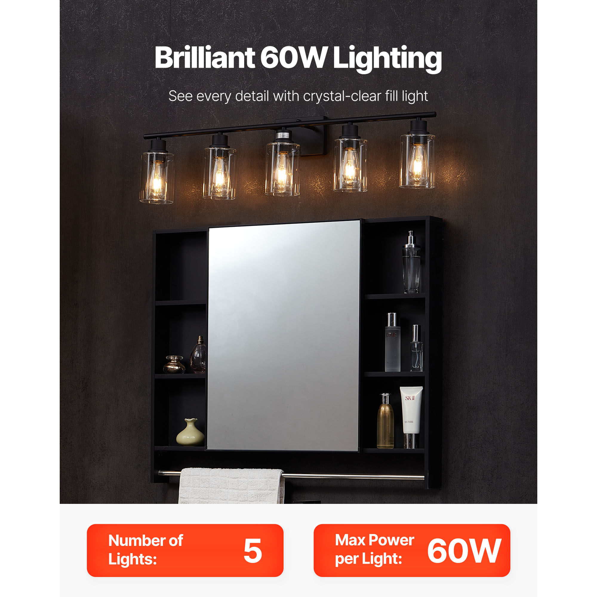 5-Light Modern Bathroom Vanity Light 37.1-Inch Wall Light Fixtures Over Mirror_voghion.com